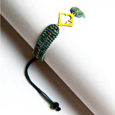 دستبند مهرهای میوکی با پلاک گشنیز عکس محصول